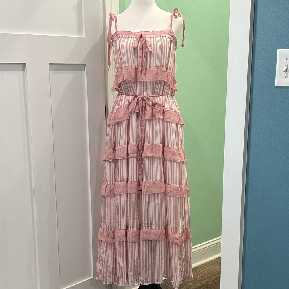 Chic Pink Striped Maxi Dress By &Merci. Size S